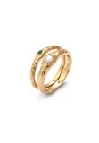 Elli PREMIUM Ring Dames Cirkel Cultuurparels Synthetische Smaragd Groen 925 Sterling Zilver Verguld