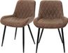 ML-Design Eetkamerstoel set van 2 diamond quilting bruin kunstleer met metalen poten
