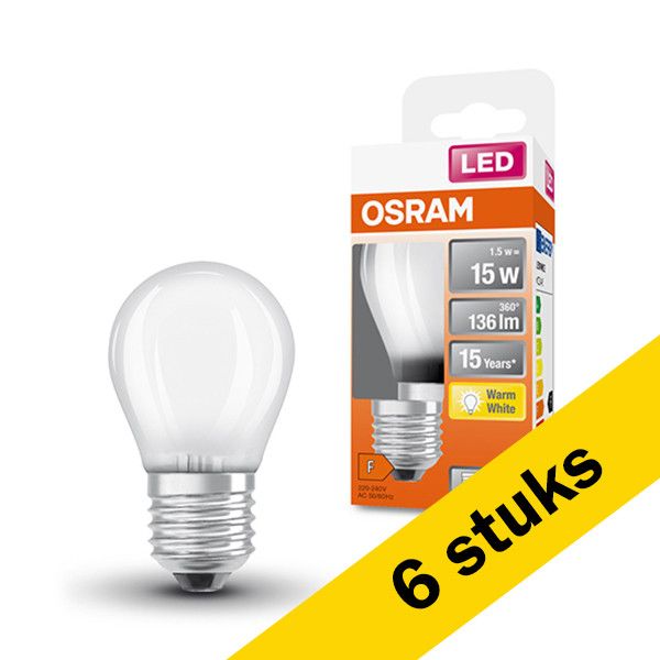 6x Osram LED lamp E27 | Kogel P45 | Mat | 2700K | 1.5W (15W)