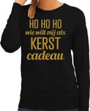 Bellatio Decorations Foute kersttrui/sweater voor dames - Hohoho kerst cadeau - zwart - glitter goud L