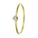 Lucardi Dames ring met witte zirkonia steen - Ring - Cadeau - 14 Karaat Goud - Geelgoud