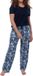 Ammann Dames pyjama Night & Home blauw gebloemd korte mouw katoen/modal XXL