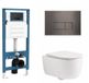 QeramiQ Dely Swirl Toiletset - inbouwreservoir Qeramiq Flush - slim zitting - metaal gunmetal bedieningsplaat - rechthoekige knoppen - mat wit