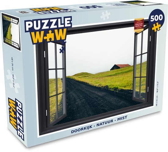 MuchoWow Puzzel Doorkijk - Natuur - Mist - Legpuzzel - Puzzel 500 stukjes - Sinterklaas cadeautjes - Sinterklaas voor grote kinderen