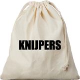 Bellatio Decorations Canvas knijperzak/ opbergzakje knijpers - offwhite - met koord - 25 x 30 cm - Knijperzakken