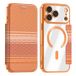 Orange Elegant iPhone 17 Pro Magnetic Flip Case with RFID Card Slots