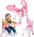 AGA Ikonka Baby Kinderstoel - Eetstoel - Tafel om te eten en spelen - Konijn - Roze/wit - Speeltafel