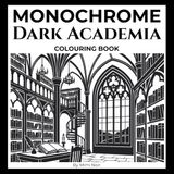 Monochrome Dark Academia Colouring Book