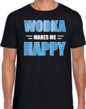 Bellatio Decorations Shoppartners Bv Wodka makes me happy / Wodka maakt me gelukkig drank t-shirt zwart voor heren