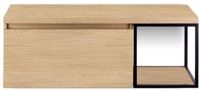 BES LED Frozen Badmeubelset 120 cm - Greeplijst in Kleur - Zwart Frame - Wastafelbovenblad Casella Oak