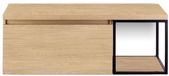 BES LED Frozen Badmeubelset 120 cm - Greeplijst in Kleur - Zwart Frame - Wastafelbovenblad Casella Oak