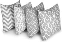 Penguin Home 3254 Geometrisch Patroon Dubbelzijdig Vierkant Kussenhoezen 4-Delig Set, 45 cm Lengte x 45 cm Breedte, Grijs