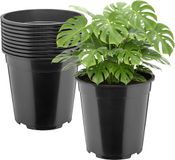 GARRONDA Set van 10 hoge ronde kunststof kweekpotten met drainagegaten (Zwart, Ø25 x 24 cm (9,5L))