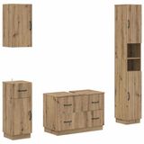 vidaXL - 4-delige Badkamerkast Set - HOORN - Artisanaal eiken