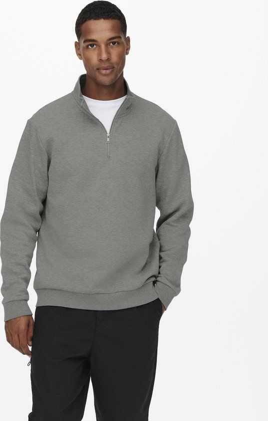 Only & Sons Ceres Life Half Zip Sweater - Castor Gray - Men's Size M