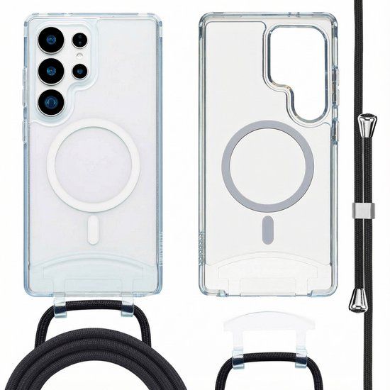 imoshion Hoesje - Geschikt voor Samsung Galaxy S24 Ultra / S25 Ultra - met Magnetische Ring Backcover met afneembaar koord - Transparant