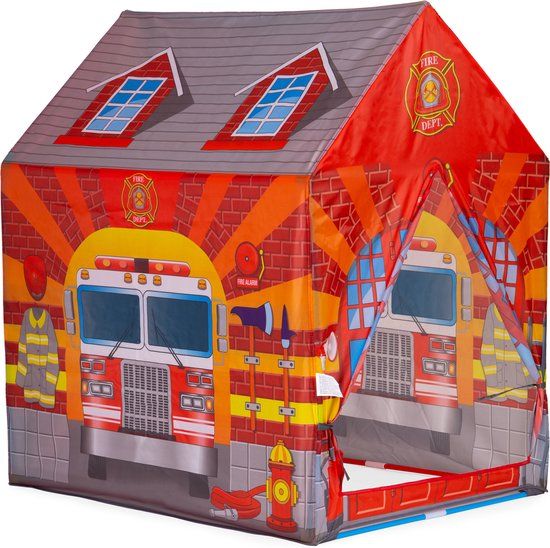 Speeltent met tunnel - brandweer - 190x73x102 cm - rood