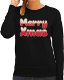 Bellatio Decorations Shoppartners Bv Merry xmas foute Kerst trui - zwart - dames - Kerst sweater / Kerst outfit S