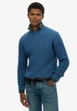 Superdry Jacob Kabelgebreide Trui Heren XXL Coast Blue