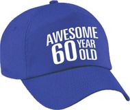 Bellatio Decorations Verjaardag cadeau petje - Awesome 60 year old - 60 jaar - blauw - volwassenen - baseball cap