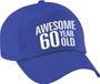 Bellatio Decorations Verjaardag cadeau petje - Awesome 60 year old - 60 jaar - blauw - volwassenen - baseball cap