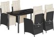 vidaXL Ensemble de jardin 5 pièces avec coussins, noir, en polyrotin