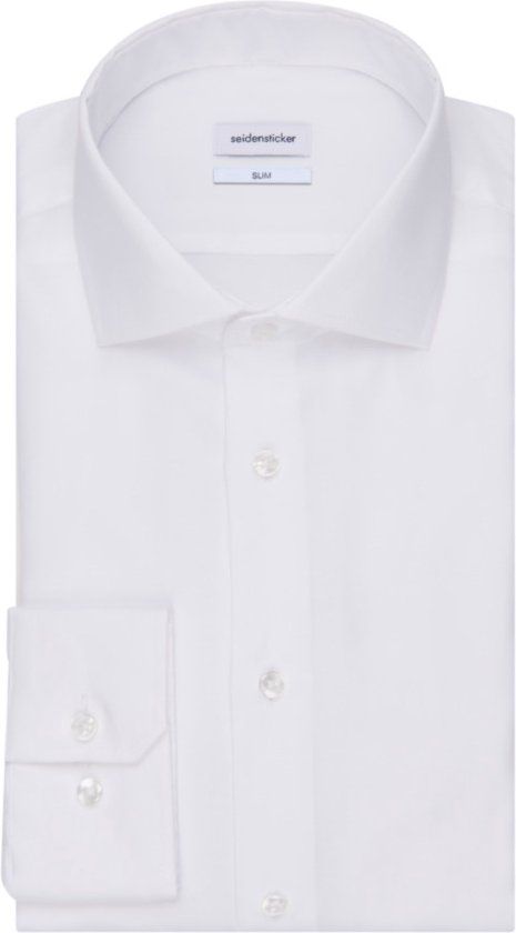 Seidensticker Slim Fit Overhemd - Wit - Fijn Oxford - Maat 42