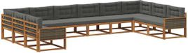 vidaXL - Ensemble de salon d'angle - 10 places assises - Naturel et anthracite - Bois d'acacia