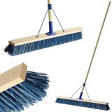 KADAX Straatbezem met lange steel van hout en nylon, veegbezem met metalen steelhouder, brede industriële bezem, comfortabele zaalbezem, zand, verschillende maten (100 cm)