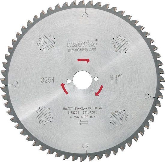 Metabo Cirkelzaagblad HW/CT 254x30mm 48 tands WZ | 628221000