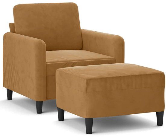 vidaXL Fauteuil met voetenbank fluweel bruin