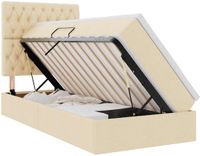 vidaXL Lit de rangement avec matelas crème 90 x 200 cm tissu