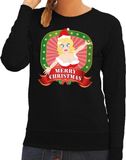 Bellatio Decorations Merry Christmas Foute kersttrui / sweater sexy kerstvrouw - zwart - voor dames XS