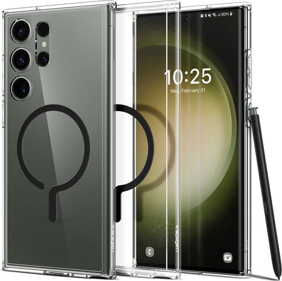 Spigen Ultra Hybrid Metal Ring MagFit - Hoesje Geschikt voor Samsung Galaxy S23 Ultra - Compatibel met MagSafe - Zwart