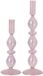 J-Line kaarshouder Pareleffect - glas - lichtroze - 2 stuks