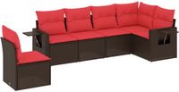 vidaXL 6-delige tuinbankset met kussens, bruin polyrotan