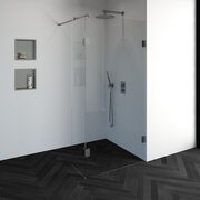 Saniclass Create inloopdouche 100x200cm profielloos met 40cm zijwand met antikalk en 8mm veiligheidsglas geborsteld RVS 4JC2-100/40g