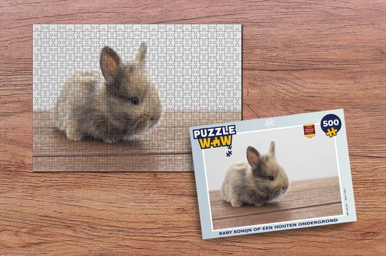 MuchoWow Puzzel Baby - Konijn - Hout - Legpuzzel - Puzzel 500 stukjes