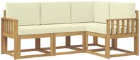 vidaXL - Hoek loungeset - 4 zitplekken - Wit en crèmekleurig - Acacia hout