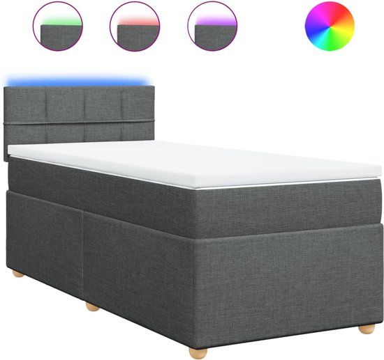 vidaXL Boxspring met matras stof donkergrijs 80x200 cm