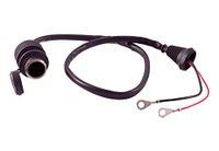 Contactdoos voor sigarettenaansteker 12 V waterdicht, met oogjes voor aansluiting op batterij en bevestigingsring voor paneelmontage - Lengte: 145 cm - Made in Italy