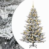 vidaXL Kunstkerstboom met kerstbal 150 cm 150 LED's Warmwit PE & PVC