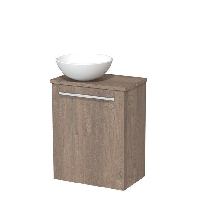 Maxaro Toiletmeubel met Waskom Keramiek Modulo Middenbruin Eiken 41 cm