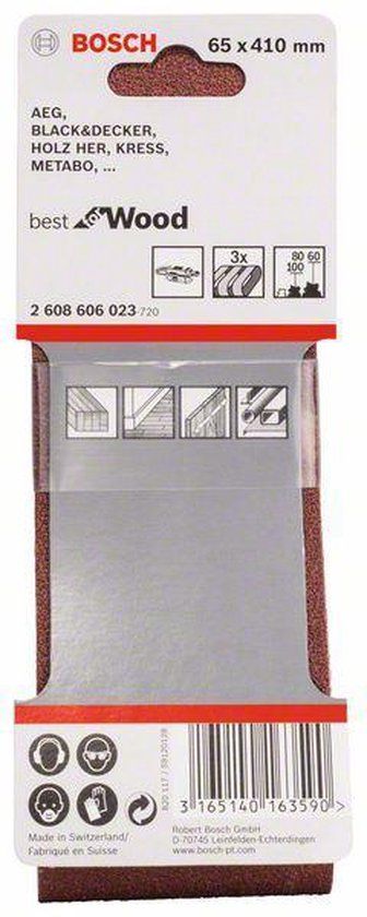 Bosch Professional 3-dlg. Schuurbandset voor bandschuurmachine hout en kleur (korrel 60/80/100, X440)
