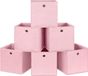 SONGMICS Set van 6 opvouwbare opbergdozen, stoffen opbergkubussen, kledingorganisator, speelgoedbakken met doorvoering, 30 x 30 x 30 cm, voor slaapkamer, woonkamer, roze