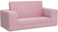 vidaXL Canapé-lit pour enfants - 2 places - doux - peluche - rose