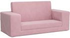 vidaXL Canapé-lit pour enfants - 2 places - doux - peluche - rose
