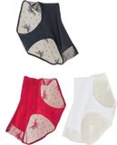 Vertbaudet Set - 3 slipjes - zwangerschap - geborduurd kant - Bordeauxrood - Maat 34-36