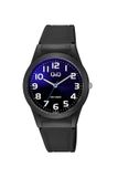 Q&Q V25A-003VY - Unisex Analoog Horloge - Kunststof Band - Zwart/Blauw