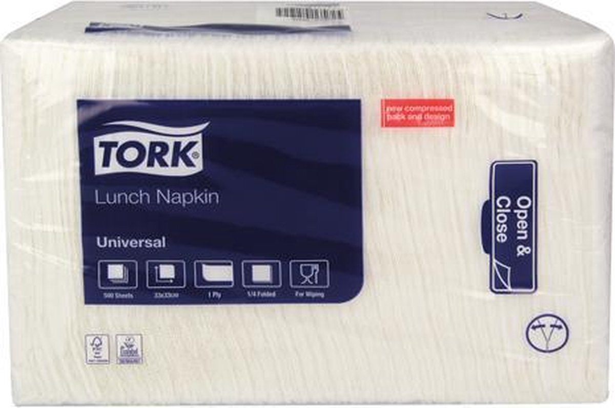 Tork lunch servetten 32,5 x 32,5cm wit 8 stuks 500 vellen